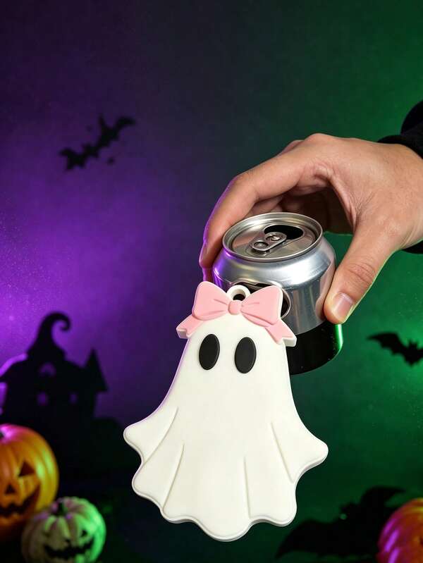 1pc Halloween Ghost Bottle Opener, Cute Ghost-Shaped Metal Bottle Opener, Novelty Beer Bottle Cap Remover, Spooky Halloween Bar Tool, Creative Party Favor, Festive Home Bar Accessory, Halloween Party Decoration & Gift