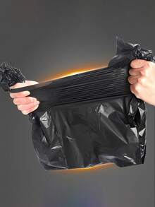 100/275/365pcs Thickened Large Black Garbage Bags, Kitchen Trash Bags, Vegetable Bags, Large Size Garbage Bags, Suitable For Paper, Plastic, Bottles, Newspapers, Lawn, With Handle T-Shirt Bags, Large Capacity Plastic Bags - Black - View 5