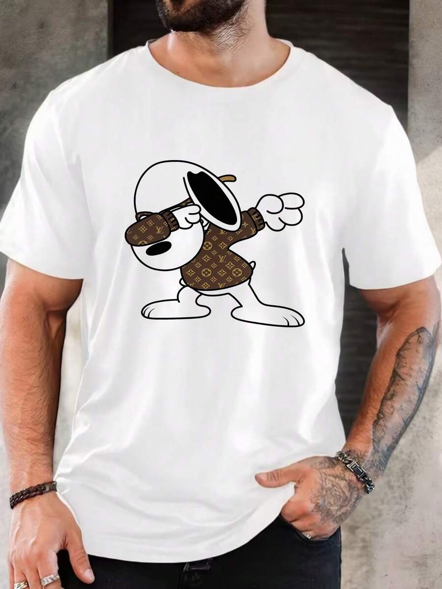 Men's Pure Cotton Short Sleeve T-Shirt Casual Everyday Summer Relaxed Fit Breathable Basic Tee Top - 白色 - 查看 1