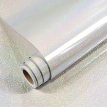 1 Roll Rainbow Holographic Glitter Vinyl Roll, 21*300cm Waterproof Self-Adhesive Laser Film, Suitable For DIY Stickers, Crafts, Scrapbooking And Home Decor - Circular Dots - View 7