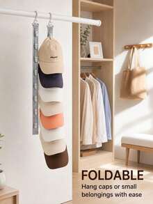 8-Clip Wall Mount Hat Rack, Caps Wall/Door Organizer, Hat Hanger, Hanging Hat Organizer, Helps Save Space & Display Your Cap Collection, For Bedroom, Closet - Multicolor - View 3