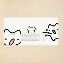 1pc Wojak Cat Desk Mat – Suitable For PCs And Laptops; Features A Cute Meme Character Design; Ideal For Gaming And Office Use (Keyboard & Mouse Pad); Easy-To-Clean Computer Accessory. - E - View 2