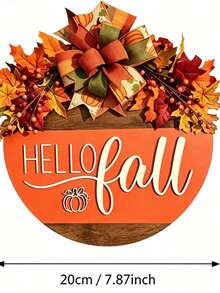 7.87/11.8 Inch Autumn "Welcome" Hanging Sign, Round Wreath Autumn Theme Design, Front Door Decor, Suitable For Autumn Celebrations And Thanksgiving Home Decoration, Perfect Autumn Home Decor - View 8