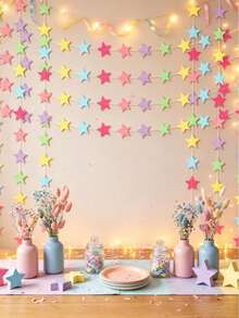 16/12/10/8/5 Pieces Pastel Star And Pentagon Confetti, Paper Garland For Parties And Christmas - Macaron-colored Stars - View 5
