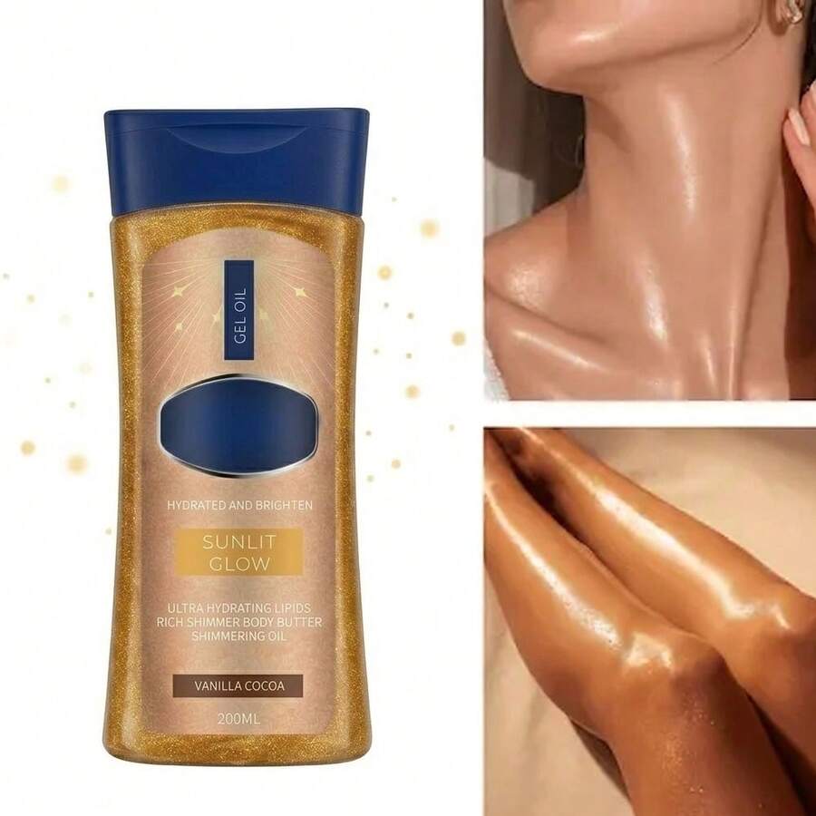 Pure Cocoa Butter Luminous Body Oil, Instant Golden Bronze Glow, Nourishing Non-Greasy Formula, Suitable For Dry Skin, Smooth Silky Texture, 200ml