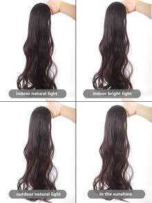 50cm Clip In Wavy Hair Topper For Women High Crown Volumizing Hairpiece Synthetic Fiber Hair Extensions With BB Clips Daily Wear Party Festival Hairstyle - Multicolor - View 7