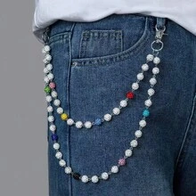 1pc Fashion Street Hip Hop Pants Chain Clay Rhinestone Ball Waist Chain Handmade Body Chain, Suitable For Men And Women - Colorful - View 12