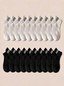 6 pares (3 negros, 3 blancos) de calcetines deportivos de rayas, para gimnasio, otoño - Blanco y Negro - Ver 7