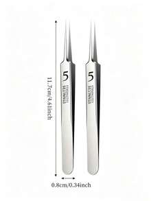2pcs Professional Precision Blackhead Tweezers, Ultra-Fine Tip, High-Hardness Rust-Proof Stainless Steel Material, Comfortable Strong Grip, Suitable For Facial Hair, Beard Grooming And Home Skincare - Multicolor - View 6