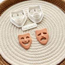 3Pcs Drama Theater Mask Clay Cutters DIY Handmade Earring Jewelry Making Craft Molds Supplies - 3-pack - View 2
