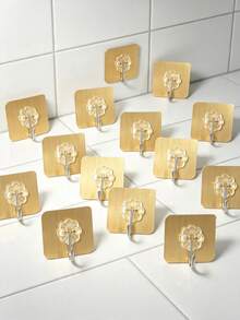 Stylish Wall Hooks, Easy To Stick On, No Drilling Required. They Are Securely Installed And Suitable For Use In Kitchens And Bathrooms, Offering Multiple Uses Such As Serving As Practical Hangers And Multi-Functional Hooks. - Gold - View 7