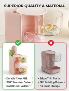 1pc Multifunctional Rotating Desktop Storage Box, Rotating Multi-Layer Transparent Hair Accessories Storage Box, Rotating Desktop Storage Box For Children's Room, Hair Clip Storage Box, Multiple Hair Accessories Storage Box - Multicolor - View 3