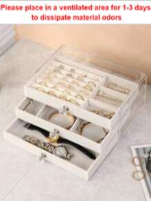 1pc 3-Tier Transparent Acrylic Jewelry Box, Large Capacity Jewelry Storage Box, Drawer Style Jewelry Display Case, Suitable For Storing Earrings, Rings, Bracelets, Necklaces, Bracelets - Storage Box - View 2