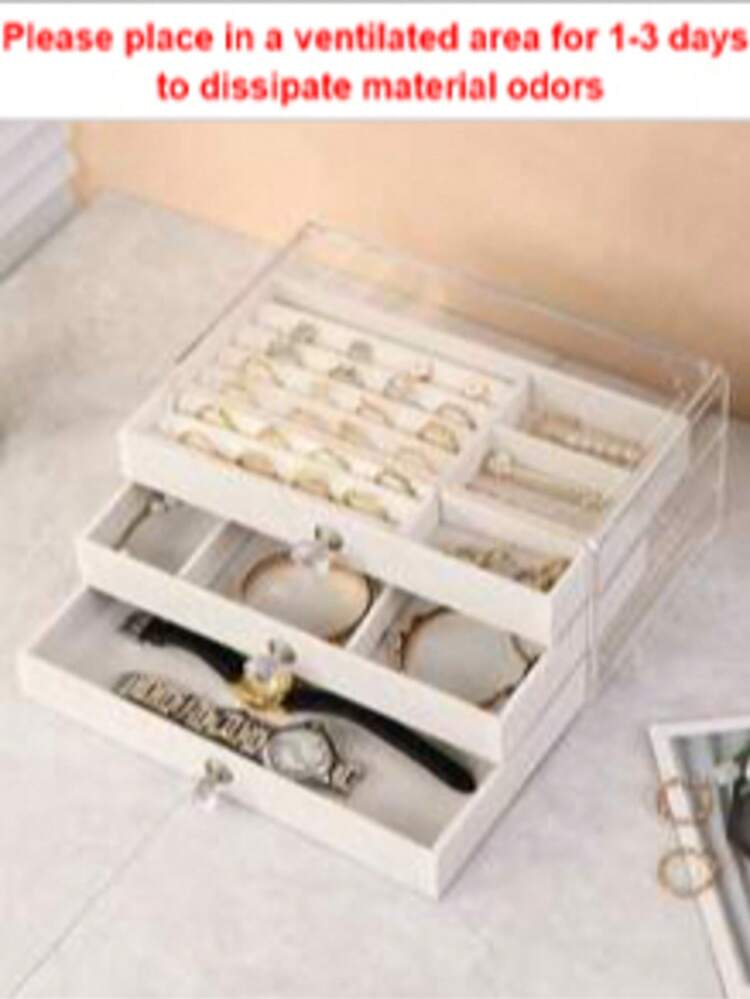 1pc 3-Tier Transparent Acrylic Jewelry Box, Large Capacity Jewelry Storage Box, Drawer Style Jewelry Display Case, Suitable For Storing Earrings, Rings, Bracelets, Necklaces, Bracelets - Storage Box - View 2