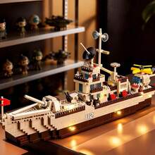 Ocean Vessel Building Blocks Set 300+Pcs Naval Ship Model With Helicopter DIY Warship Building Kit STEM Toy Gift For Him - Multicolor - View 5