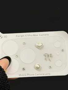 Ins Style Niche 3D Pearl Rhinestone Sticker For IPhone 17 Pro Max Transparent Lens Film, New Apple 17 Pro Camera Anti-Scratch Electrostatic Adsorption Soft Film - Clear - View 1