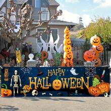 2D Flat Halloween Banner, 1pc, Happy Halloween Orange Background Decorative Banner - A - View 7
