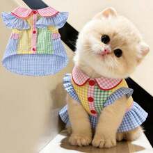 1pc Pet Shirt, Casual Comfortable Breathable, Spring/Autumn/Summer Cat Dog Clothes, Suitable For Teddy, Poodle And Other Small Pets - Multicolor - View 1