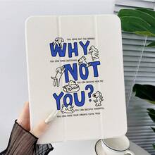 1件可愛卡通狗狗 Why Not You 口號印花平板保護殼，附筆槽，多角度磁吸支架，支援自動休眠/喚醒，適用於 iPad PRO/AIR、、小米 Pad 5/6/7、華為 Matepad - 彩色 - 查看 1