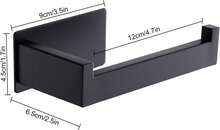 1-Piece Metal Toilet Paper Holder, Black, Drill-Free Adhesive, For Bathroom, Bathroom Accessories - Black - View 2