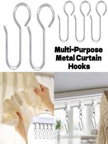 60pcs Metal Curtain Track Hooks S-Shaped Small Curtain Hooks Suitable For Ceiling Curtain Rails (Silver) - Silver - View 8