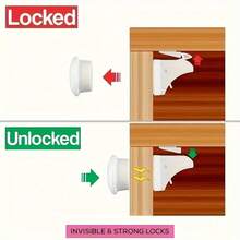 Invisible Magnetic Cabinet Lock - 4pcs Set - No-Drill Adhesive Drawer And Furniture Lock - C - View 2
