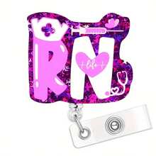1pc RN Nurse Badge Scroll With Retractable Clip: This Fun And Cool Badge Scroll Is Suitable For Doctors, Nurses, Office Workers, And Social Workers. - Multicolor - View 7