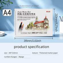 1pc Acrylic Marker Dedicated A4 Drawing Pad, High-Quality Painting Paper Spiral Coil Notebook, Double-Sided Drawing, Ink Resistant To Bleeding, Smooth Coloring With Even Tones, Suitable For Art Students Hand Drawing, Daily Doodling, Outdoor Sketching, Quick Sketches, Universal Drawing Notebook For Students And Adults - Drawing Marker - View 18