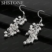 Hot 925 Sterling Silver Plated Creative Grape Beads Drop Earrings For Woman Fashion Birthday Party Fine Gifts Elegant Noble Jewelry - Silver - View 1