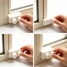 1pc/2pcs Portable Sliding Window Limit Lock, Easy Install Window Stopper, Adjustable Window Lock, Anti-Fall Anti-Theft Lock Suitable For Horizontal Sliding Home Windows, Bathroom Curtains, Bathroom Window Limiters, Bathroom Tools, Room Decor, Bathroom Decor - A - View 2