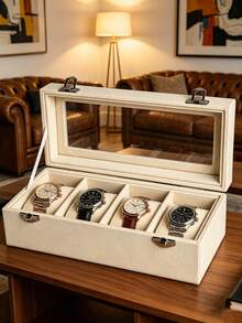 8-Slot/4-Slot Watch Box, Velvet Watch Box With Glass Lid, Unisex Watch Storage Box, Lockable Watch Storage Box, Watch Display Box, Ideal Gift, Gift For Her - one-size - View 8