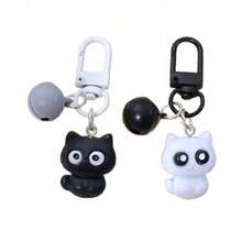 2 Black And White Cat Keychains, Backpack Pendants, Small Gifts For Friends - Black and White - View 5