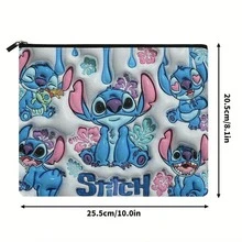 Disney 1PC Stitch Cartoon Print Canvas Makeup Bag Toiletry Bag Portable Double-Sided Print Travel Storage Bag - One Size - View 5