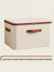 Zippered Fabric Storage Box, Foldable, Washable, Suitable For Wardrobe, Shelf, Clothing Storage, Underbed Storage Box, Bedroom Essentials - Beige - View 10
