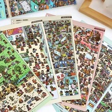 Immersive DIY Scene Sticker Book, Large Size Landscape Stickers, Create A Lively Little World, Adult Craft Stickers, With Positioning Lines, Scrapbook Stickers, Aesthetic Stickers, Handmade, Planner Supplies, Stress Relief, Halloween Gift - A - View 5
