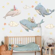 2pcs Cartoon Big Tree & Small Animals Wall Stickers, Suitable For Home Living Room Bedroom Children's Room Background Wall Decoration, PVC Material Waterproof Self-Adhesive Removable Wall Decals, Size 35.4inch*11.8inch*2pcs - Multi-color 2-pack - View 8