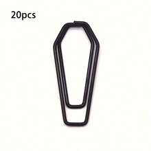 20pcs Coffin Shaped Metal Paper Clips, Halloween Gift Funny Paperclips, Office Stationery Bookmarks, Black Document Organizer Clips - One Size Fits All - View 6
