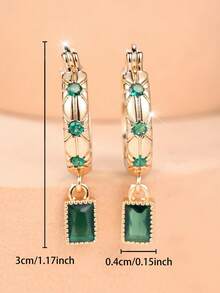 1 Pair Of Elegant Cubic Zirconia Geometric Pendants For Women-Vintage-Inspired, Lightly Luxurious Accessories For Work And Special Occasions - Yellow Gold - View 4