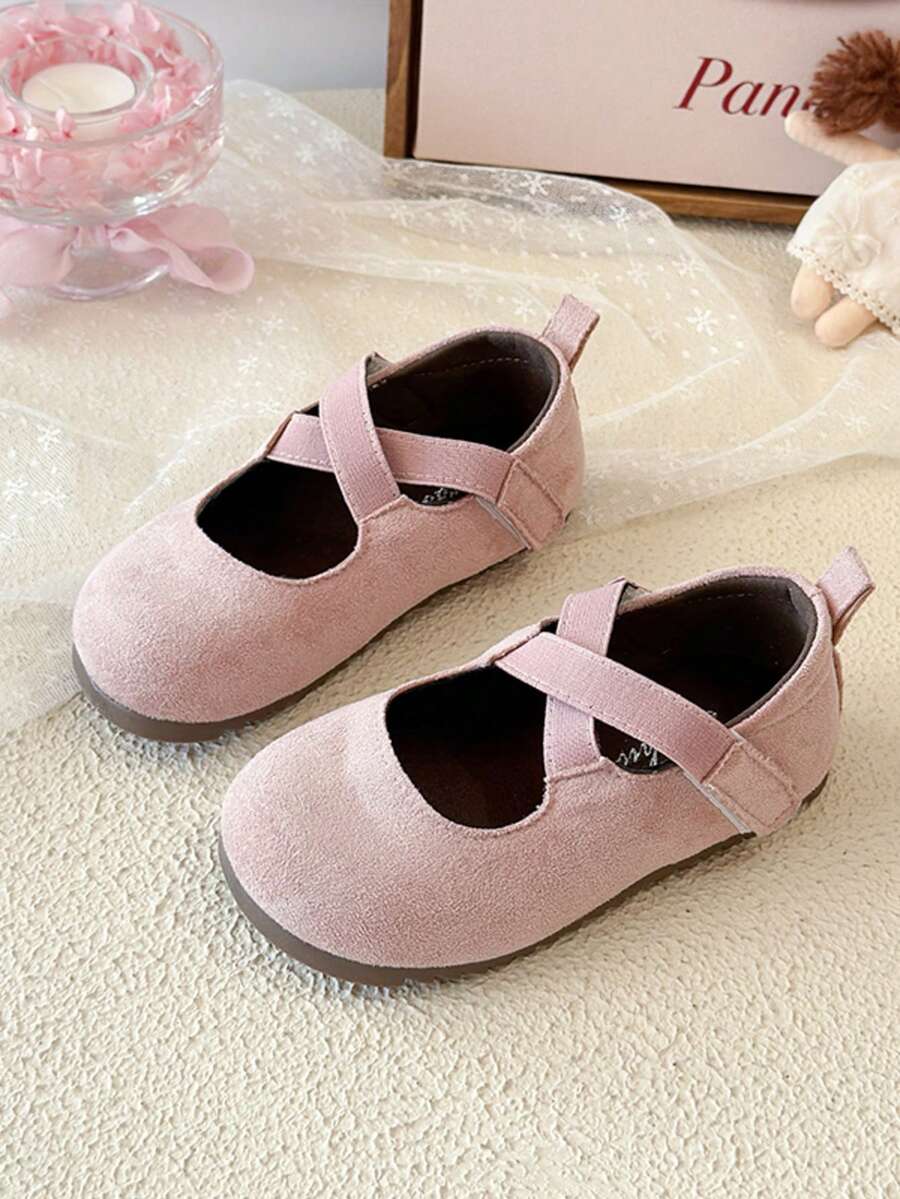 1 Pair Girls' Spring/Autumn Shallow-Cut Vintage Mary Jane Shoes, Solid Color Soft Sole Princess Shoes - Pink - View 1