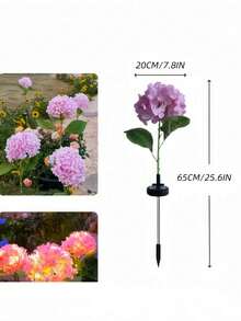 1pc[Solar Powered Single Head 20cm Large Hydrangea Flower Light]LED Outdoor Waterproof Artificial Flower Light, Solar Garden Light Outdoor Decoration For Yard, Suitable For Garden, Pathway, Backyard, Lawn Stake Lighting, Easy To Install, Large Battery, Solar Garden Light - Single-head Large Hydrangea - View 12