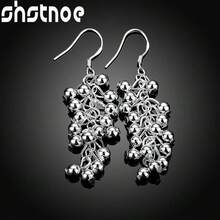 Hot 925 Sterling Silver Plated Creative Grape Beads Drop Earrings For Woman Fashion Birthday Party Fine Gifts Elegant Noble Jewelry - Silver - View 9