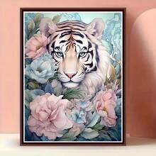 1PC DIY 5D Diamond Painting Kit Tiger Pattern - Round Full Diamond Art Mosaic Craft, Home Wall Decor, Unframed - No Frame - View 4