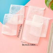 1/10/20/30pcs Exfoliating Mesh Soap Bag, Drawstring Foam Mesh Pouch For Soap Storage, Easy To Store, Suitable For Bathing And Cleaning, White, Hanging Foam Soap Bag, Suitable For Shower, Bathroom, Travel, Unisex Daily Use - Multicolor - View 3