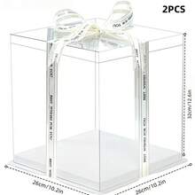 1/2/5PCS Transparent Gift Box - Available In Multiple Styles, It Can Be Used For Packaging Flowers And Shoes. Suitable For Various Festivals, Celebrations And Outdoor Gatherings, And Can Be Used Throughout The Year.(Includes Ribbons) - A - View 43