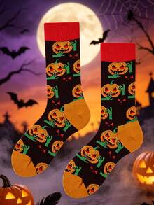 1/2/3 Pairs Cartoon Street Style European & American Halloween Black Mid-Calf Socks, Anti-Odor Long Socks, Men's Personalized Socks, Couple Socks - Multicolor - View 19