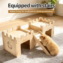 ITANDME Wood Guinea Pig Hideout, Guinea Pig Castle, Guinea Pig Bottomless Tunnel Hideout, Mortise-And-Tenon Construction, Easy To Assemble And Clean, Spacious Interior - View 7