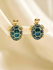A Pair Jewelry Earrings With Lovely And High-Quality Turtle Designs Are Exquisite Gifts Suitable For Travel, Summer Beach Vacations And Daily Wear. - Blue - View 2