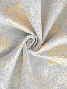 1pc Luxury Chenille Floral Jacquard Sofa Cover, French Style Ruffle Trim Tassel Lace Edge Non-Slip Sofa Protector Pad, All Season Living Room Sofa Slipcover - Grey - View 10