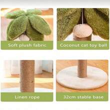 1pc Coconut Tree Shaped Cat Scratching Post, Linen Material Cat Scratching Board/Mat, Pet Cat Toy, Suitable For Small Dogs And Cats - Multicolor - View 3