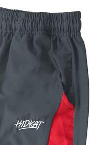Hidkat 女款春夏秋冬長褲，抽繩腰頭，寬鬆版型，刺繡對比色，美式復古街頭休閒運動風 - 灰色 - 查看 5